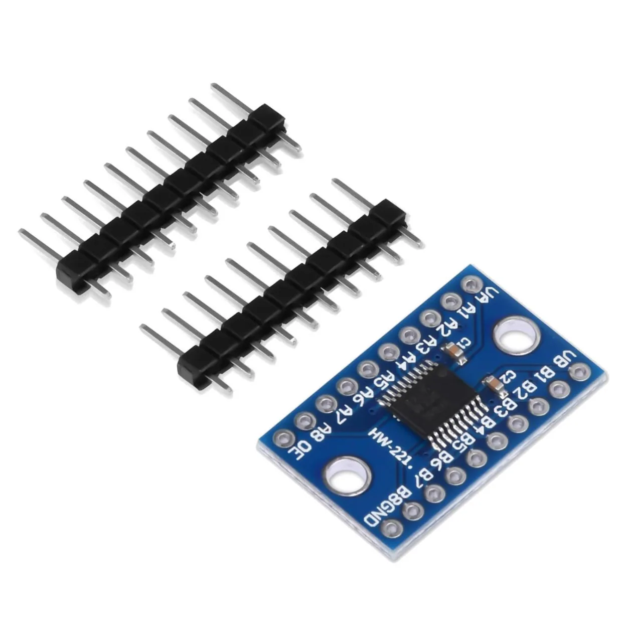 blue_printed_circuit_board_featuring_the_txs0108e_logic_level_converter_chip_an_output_enable_oe_pin_and_8_bidirectional_data_channels_labeled_a1-a8_and_b1-b8_3_